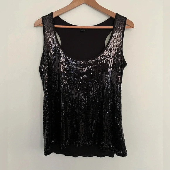 Coupé collection black sequin tank top size large - Picture 2 of 8